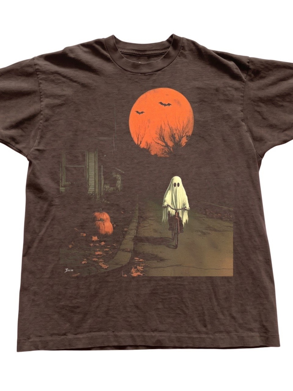 Brown Halloween Ghost Graphic Tee - Gift For Her, For Him